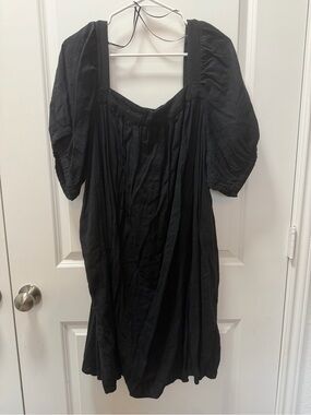 Old Navy Black Dress with Square Neck and Puff Sleeves